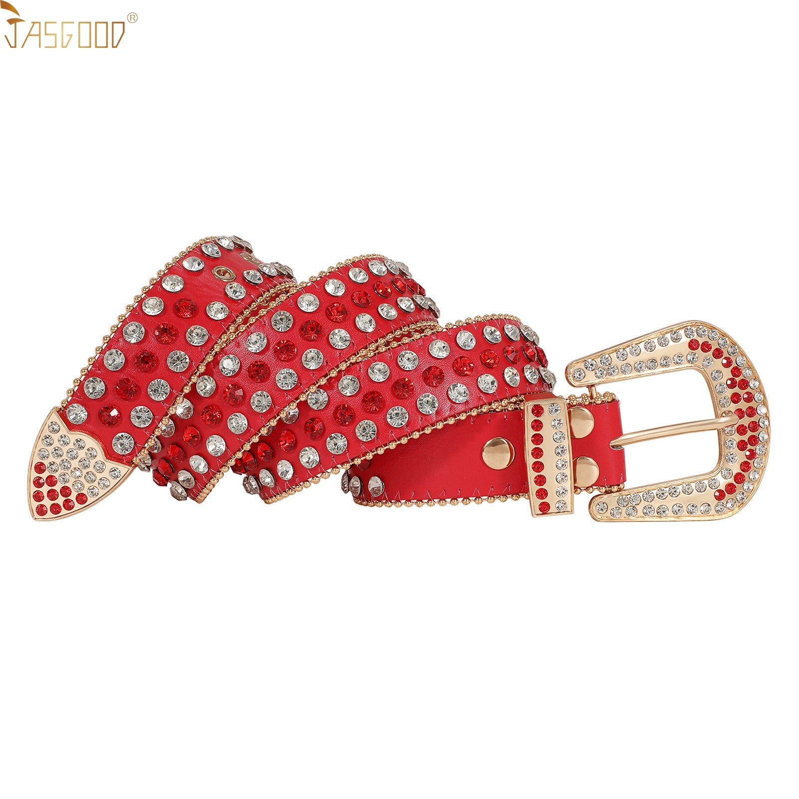 Halloween Rhinestone Belt for Women  Western Cowgirl Bling Studded Leather Belt for Jeans Pants - JASGOOD OFFICIAL