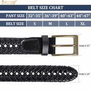 Men's Braided Leather Belt, Braided Woven Belt for Men Casual Jeans with Solid Strap Single Prong Buckle by JASGOOD - JASGOOD OFFICIAL