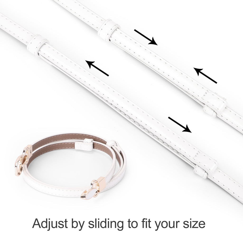 JASGOOD Women Skinny Leather Belt Adjustable Thin Waist Belt with Metal Buckle for Dress 