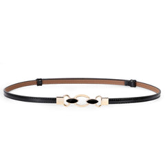 Women's Skinny PU Leather Belt Solid Color Fashion Thin Waist Belt with Gold Buckle for Jeans Pants 1/2 Width