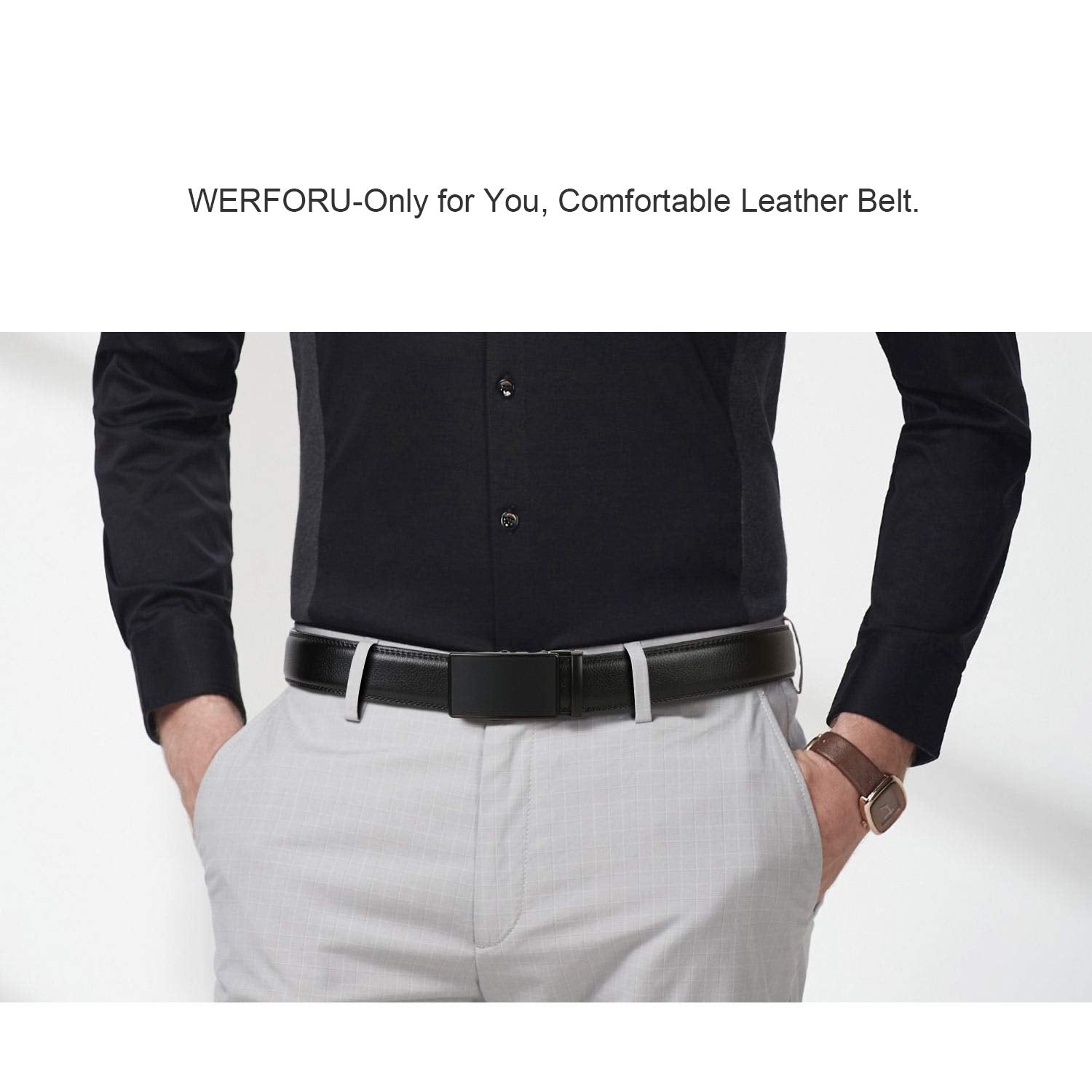 JASGOOD Men's Leather Belt  Ratchet Dress Belt with Automatic Buckle For Boyfriend Father Gift - JASGOOD OFFICIAL