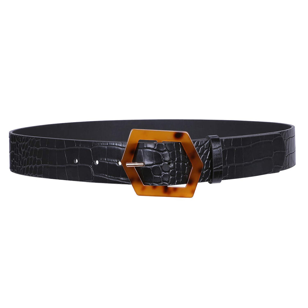 Women Wide PU Leather Dress Belt Thick High Waist Leather Belt for Dress