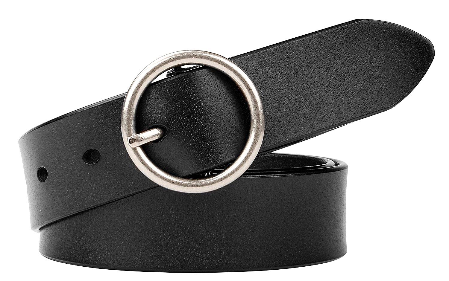 Women Casual Dress Belt Genuine Leather Belt with Round Buckle by JASGOOD