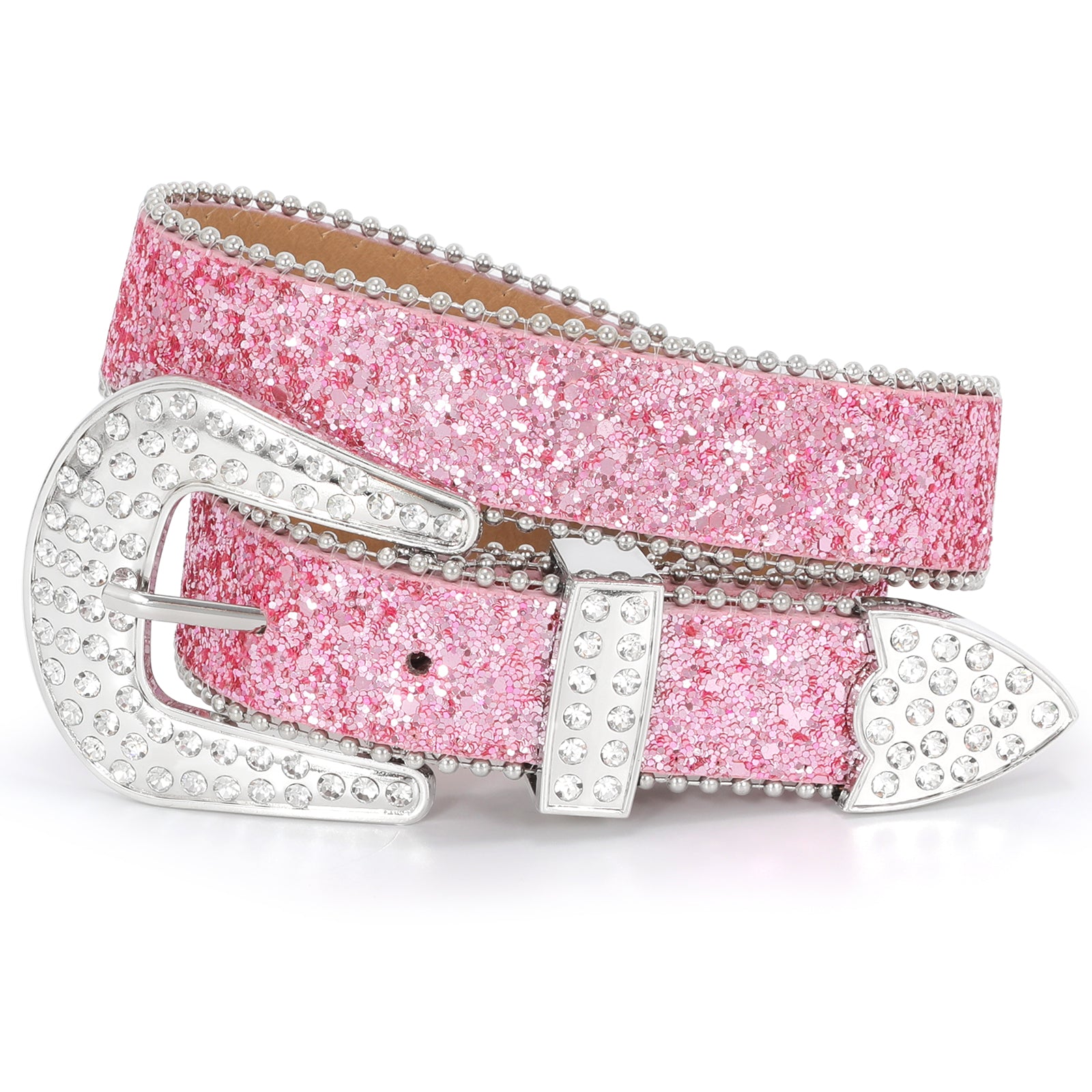 Rhinestone Belt for Men Women Western Cowboy Cowgirl Bling Studded Leather Belt for Jeans Pants
