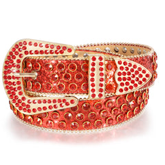 Rhinestone Belt for Men Women Western Cowboy Cowgirl Bling Studded Leather Belt for Jeans Pants