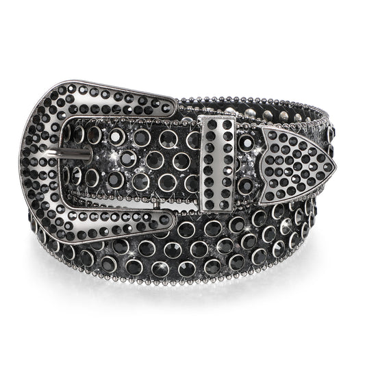 JASGOOD Women's Rhinestone Belts Fashion Western Crystal Bling Studded Design Leather Belt - JASGOOD OFFICIAL