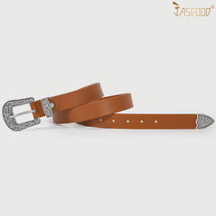 Women Leather Belt for Pants Dress Jeans Waist Belt with Brushed Alloy Buckle By JASGOOD