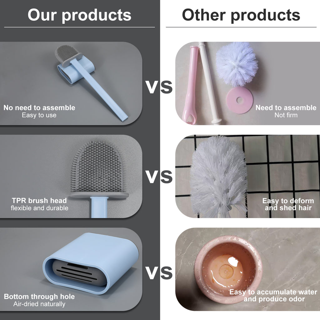 Revolutionary Silicone Flex Toilet Brush with Holder, Silicone Toilet Bowl Brush and Holder - JASGOOD OFFICIAL