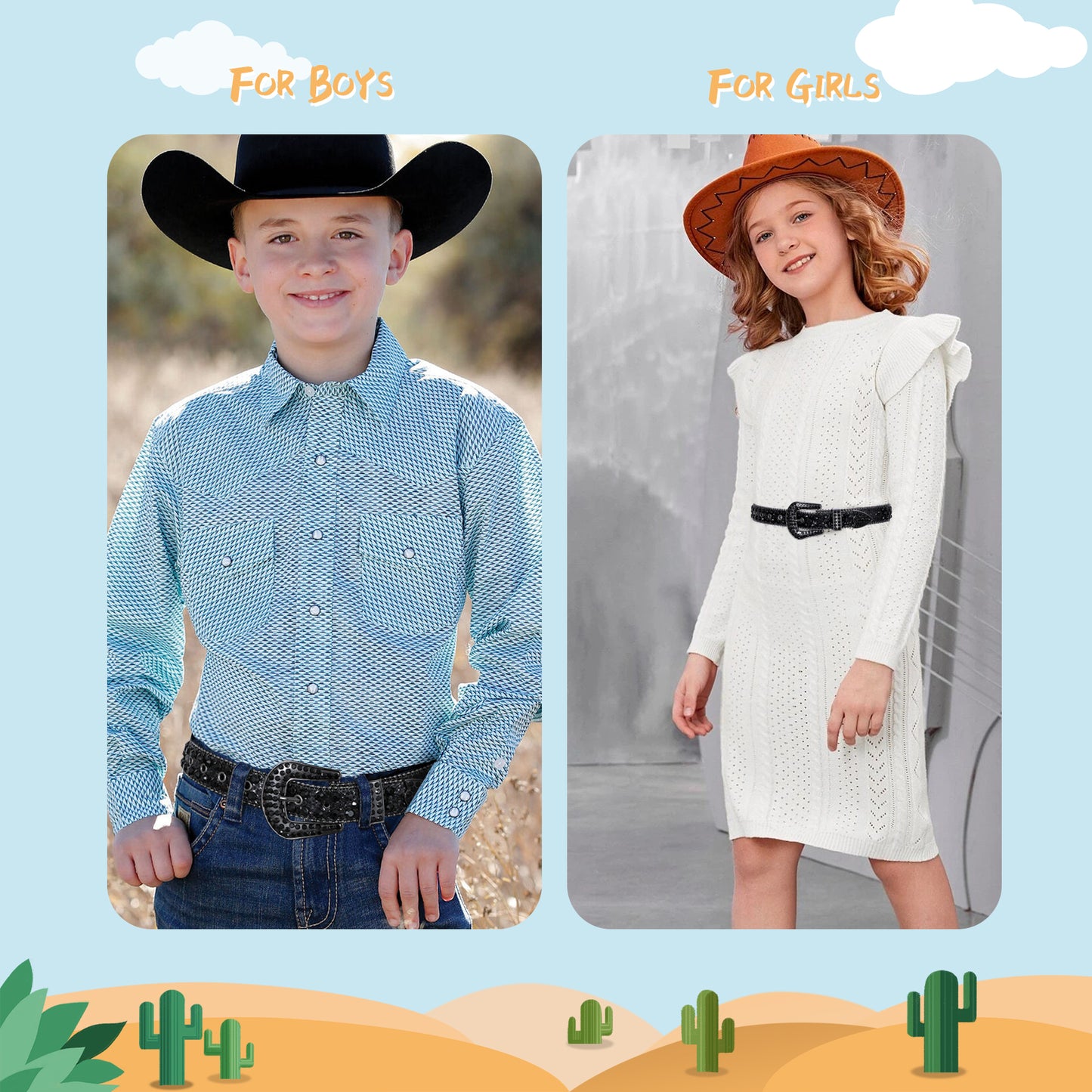 Kids Fashion Rhinestone Shiny Crystal Studded Leather Belts