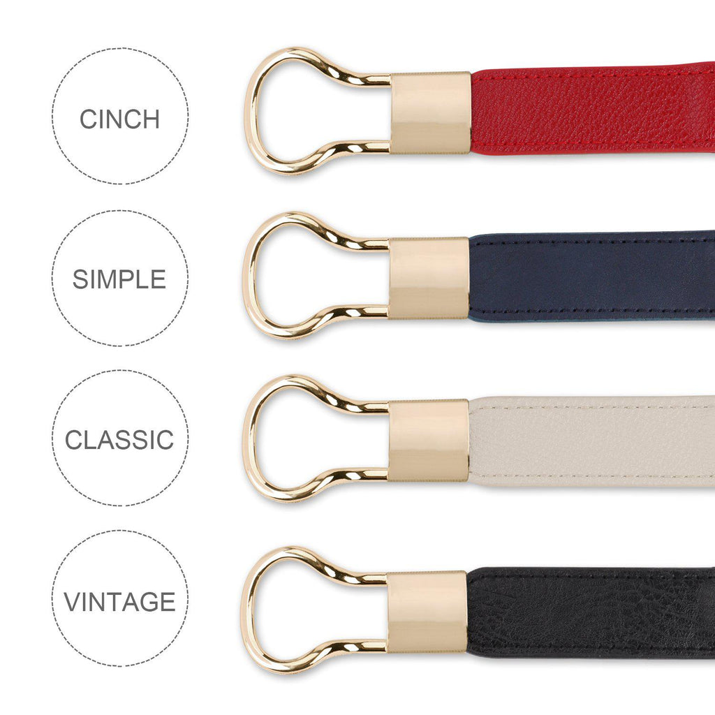 Women Skinny Belt for Dresses Retro Stretch Ladies Waist Belt Plus Size Set of 4 