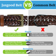 Men's Braided Leather Belt, Braided Woven Belt for Men Casual Jeans with Solid Strap Single Prong Buckle by JASGOOD - JASGOOD OFFICIAL