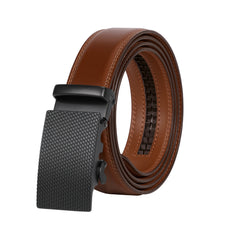 Men's Ratchet Leather Belt for Dress, Sliding Automatic Buckle Belt Fit Waist up to 50 Inch 