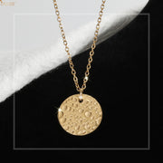 JASGOOD 14K Women Round Disc Engraved Moon Pendant Necklace Extender Chain - JASGOOD OFFICIAL