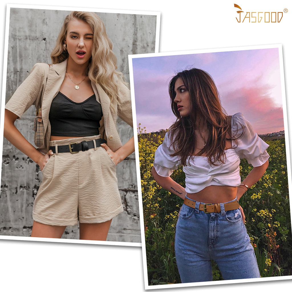JASGOOD Women Leather Belt for Jeans Pants,Fashion PU leather Belt with Alloy Buckle - JASGOOD OFFICIAL