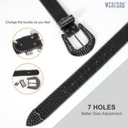 Luxury Crystal Skull designer  Diamond Studded Rhinestone Belts Western Sparkle Leather Men Women Belt