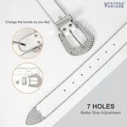 Luxury Crystal Skull designer  Diamond Studded Rhinestone Belts Western Sparkle Leather Men Women Belt
