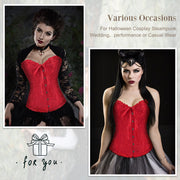 JASGOOD Women Lace-up Bustier Corset Top Sexy Overbust Body Shapewear Waist Cincher Corset