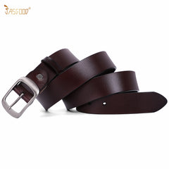 Plus Size Women Leather Belt JASGOOD Black Casual Waist Belt for Jeans Pants with Metal Pin Buckle - JASGOOD OFFICIAL