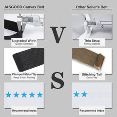 JASGOOD Canvas Web D Ring Belt Khaki Buckle Military Style for Men and Women - JASGOOD OFFICIAL