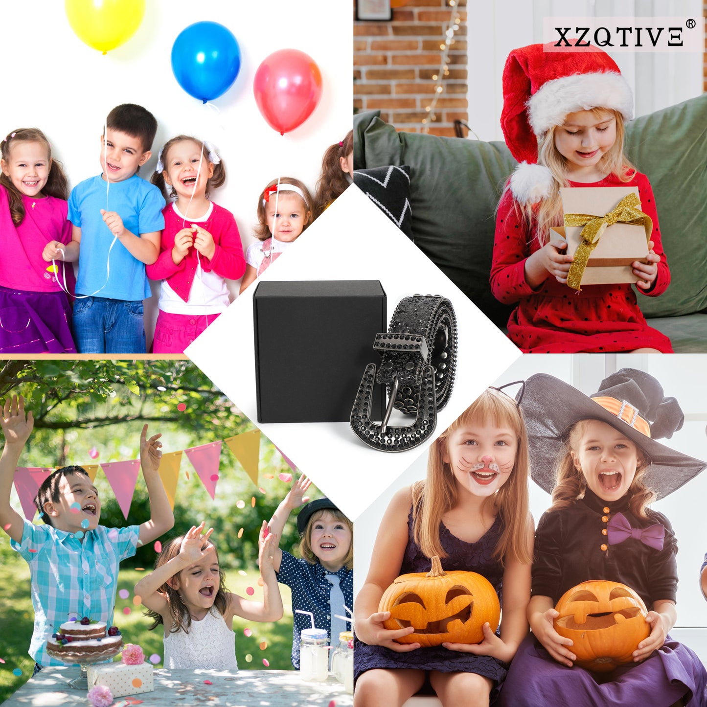 Kids Fashion Rhinestone Shiny Crystal Studded Leather Belts