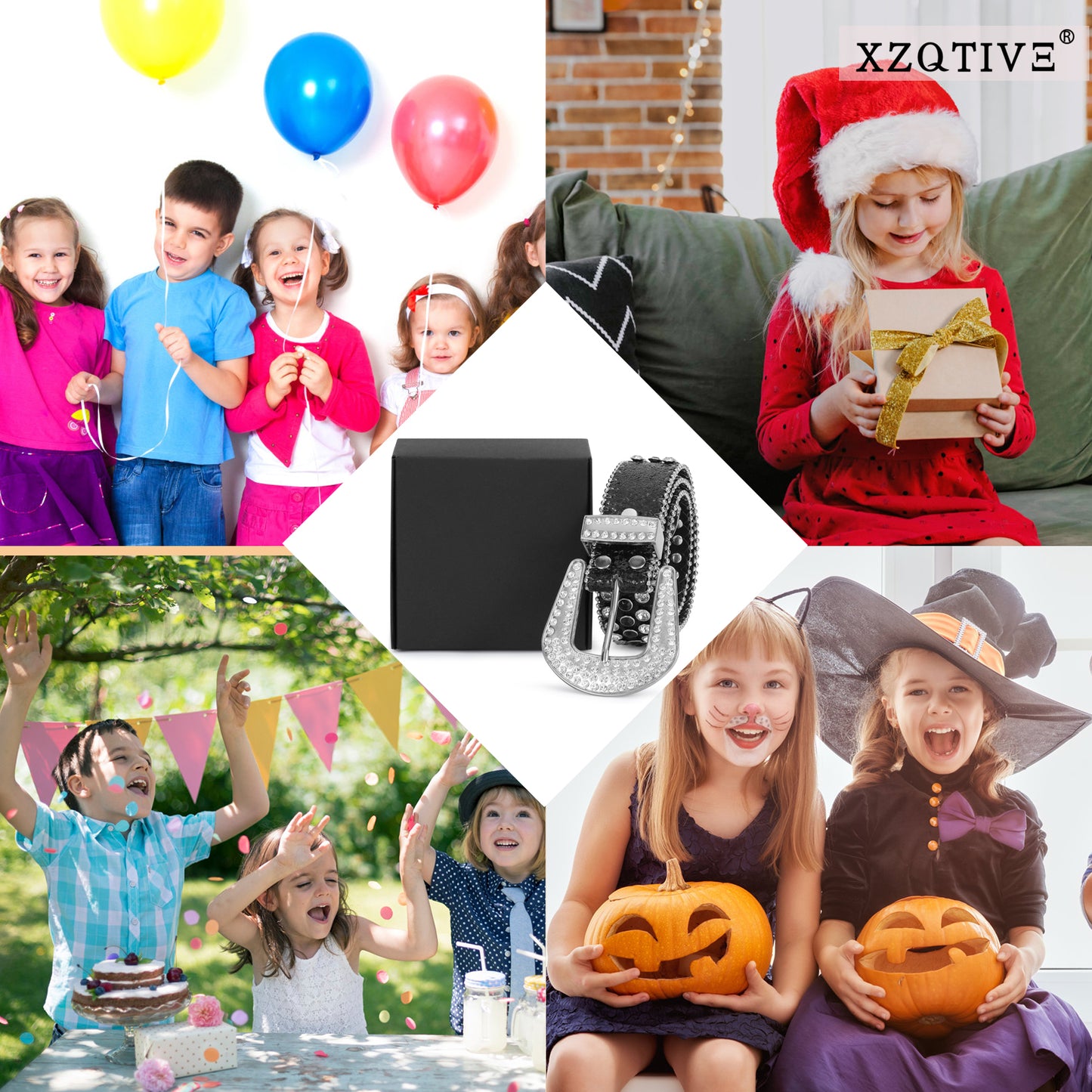 Kids Fashion Rhinestone Shiny Crystal Studded Leather Belts