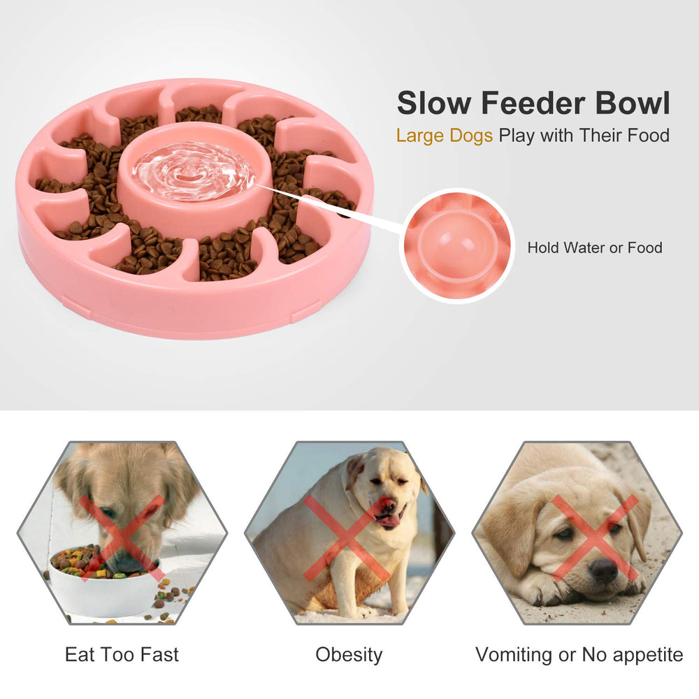 JASGOOD Slow Dog Bowl for Large Dogs,Fun Feeder Dog Bowl,Anti-Gulping Dog Slow Feeder Stop Bloat,Slow Eating Big Pet Bowl 