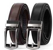 Set of 2 Leather Ratchet Dress Belt for Men Perfect Fit Waist Size 22-50 inches with Automatic Buckle - JASGOOD OFFICIAL