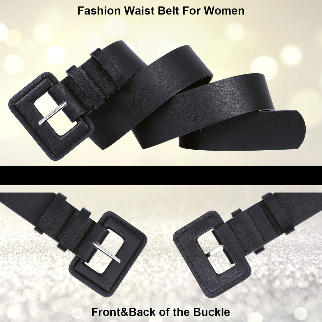 Women Wide PU Leather Dress Belt Thick High Waist Leather Belt for Dress