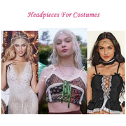 Women Head Chain Jewelry Head Pieces Rhinestone Crystal Pearl Tassel Headband Chains (C-silver) - JASGOOD OFFICIAL