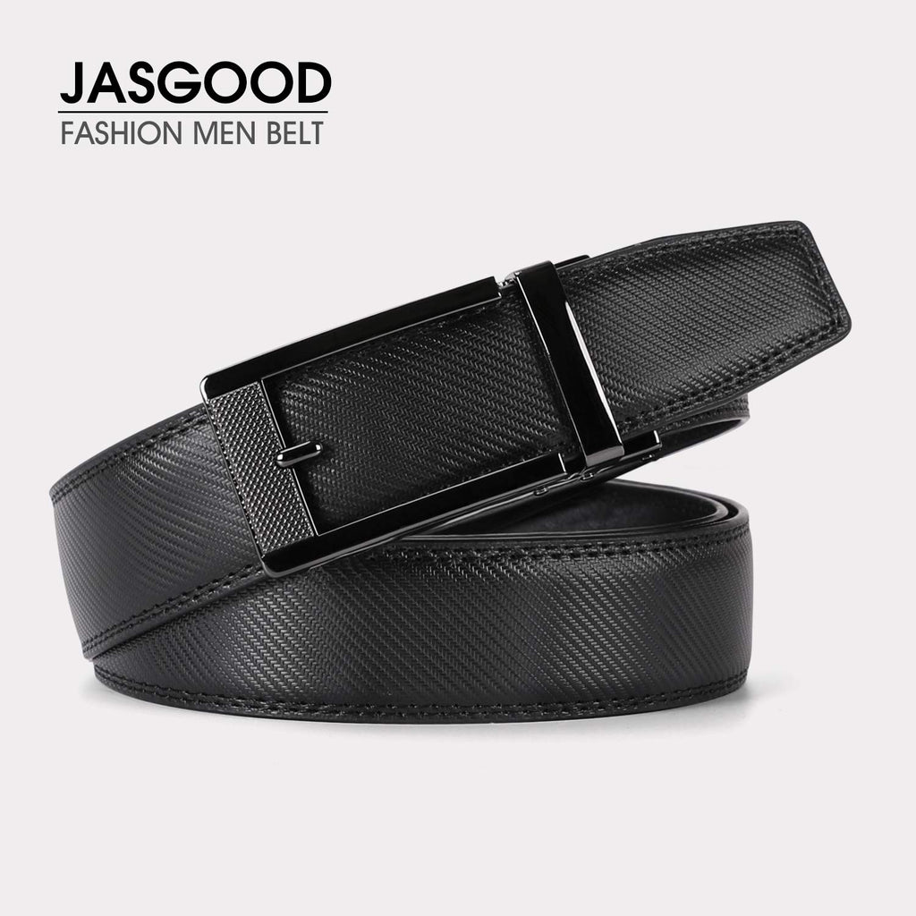 Ratchet Click Men's Belt,Leather Dress Holeless Belt for Men With Side Buckle Up to 44 Inches by JASGOOD