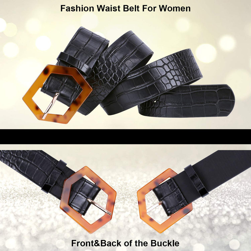 Women Wide PU Leather Dress Belt Thick High Waist Leather Belt for Dress
