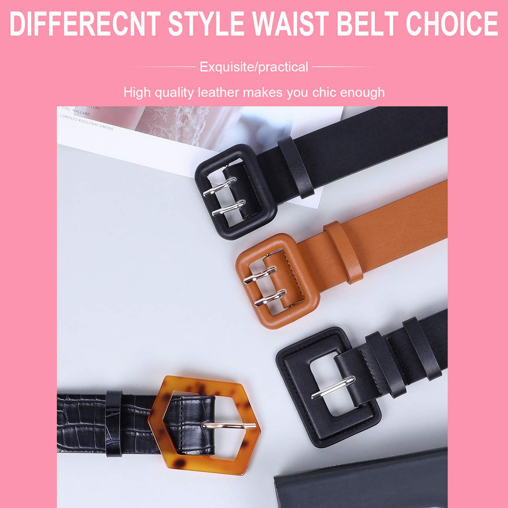 Women Wide PU Leather Dress Belt Thick High Waist Leather Belt for Dress