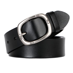 Women Leather Belt for Jeans Pants Dresses Black Ladies Waist Belt With Pin Buckle 