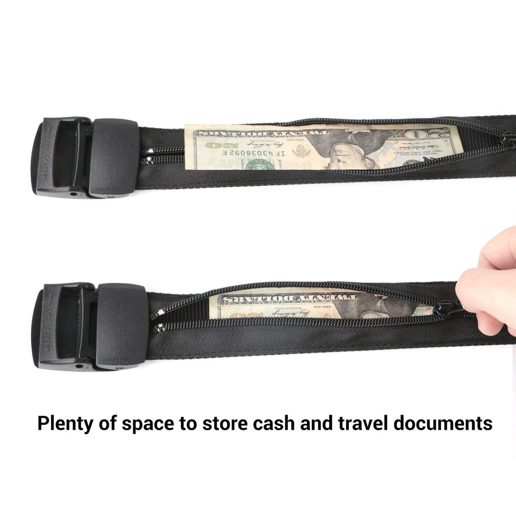 JASGOOD Travel Security Money Belt with Hidden Money Pocket - Cashsafe Anti-Theft  Unisex Nickel free Nylon Belt 