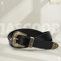 Women Leather Belt for Pants Dress Jeans Waist Belt with Brushed Alloy Buckle By JASGOOD