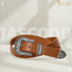 Women Leather Belt for Pants Dress Jeans Waist Belt with Brushed Alloy Buckle By JASGOOD