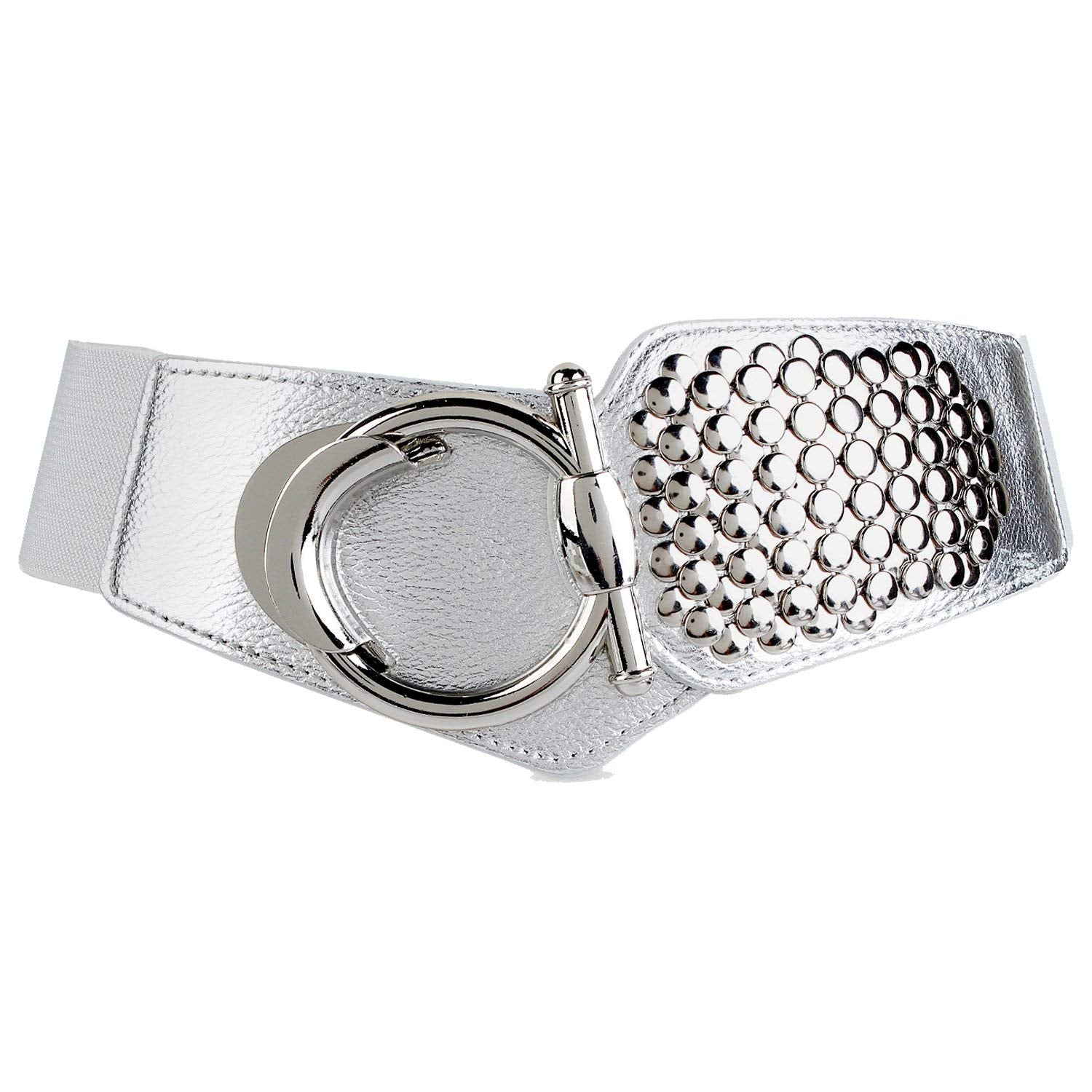 Women's Fashion Vintage Wide Elastic Waist Belt For Dresses With Rivets Studs By JASGOOD