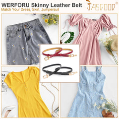 Women Skinny Leather Belt Adjustable Fashion Dress Belt Thin Waist Belts for Ladies Girls