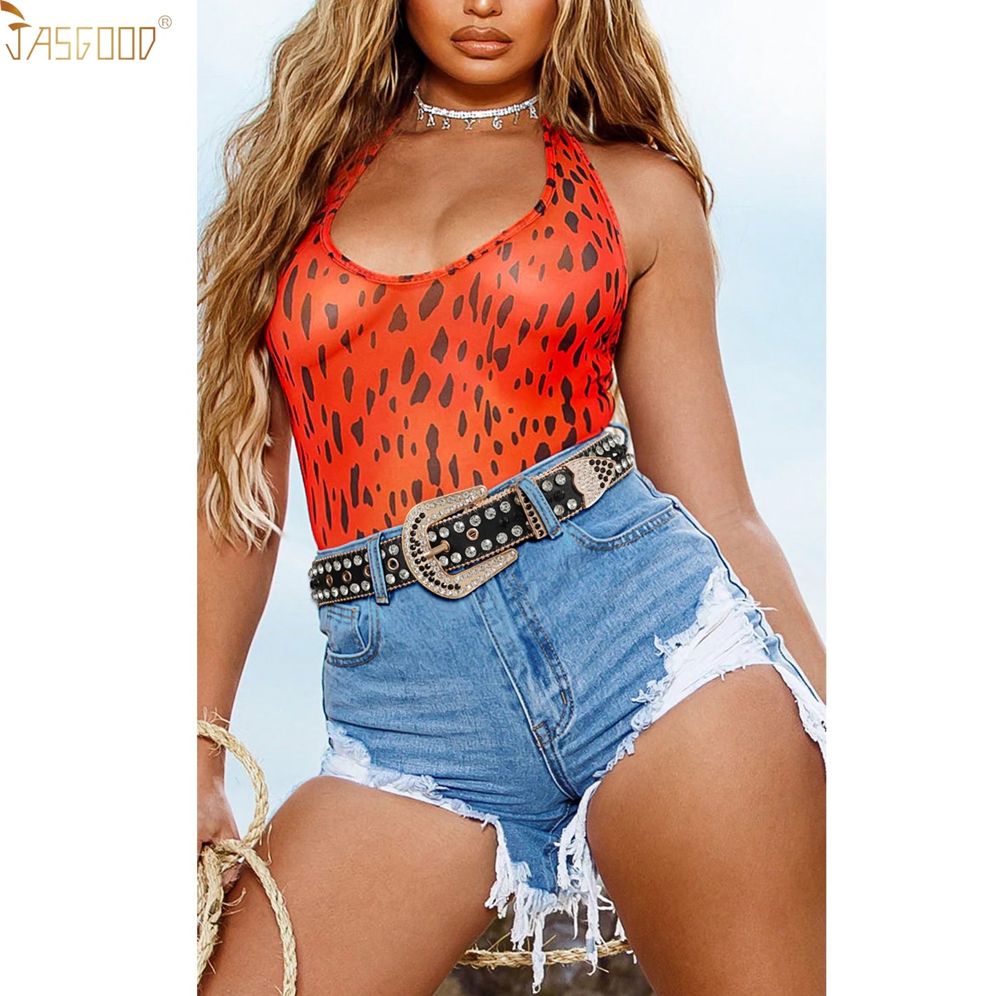 Halloween Rhinestone Belt for Women  Western Cowgirl Bling Studded Leather Belt for Jeans Pants - JASGOOD OFFICIAL