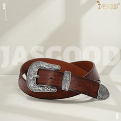 Women Leather Belt for Pants Dress Jeans Waist Belt with Brushed Alloy Buckle By JASGOOD