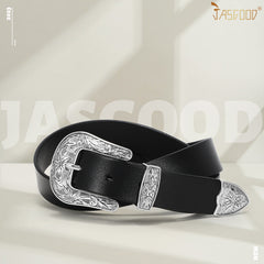 Women Leather Belt for Pants Dress Jeans Waist Belt with Brushed Alloy Buckle By JASGOOD