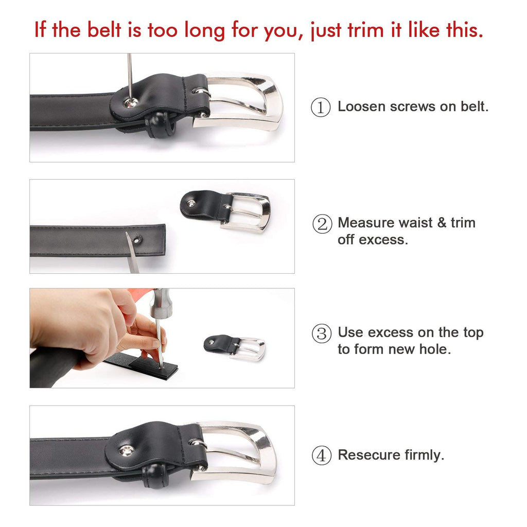 Men's Dress Belt Genuine Leather Black Design Belt with Prong Buckle Elegant Gift Box 