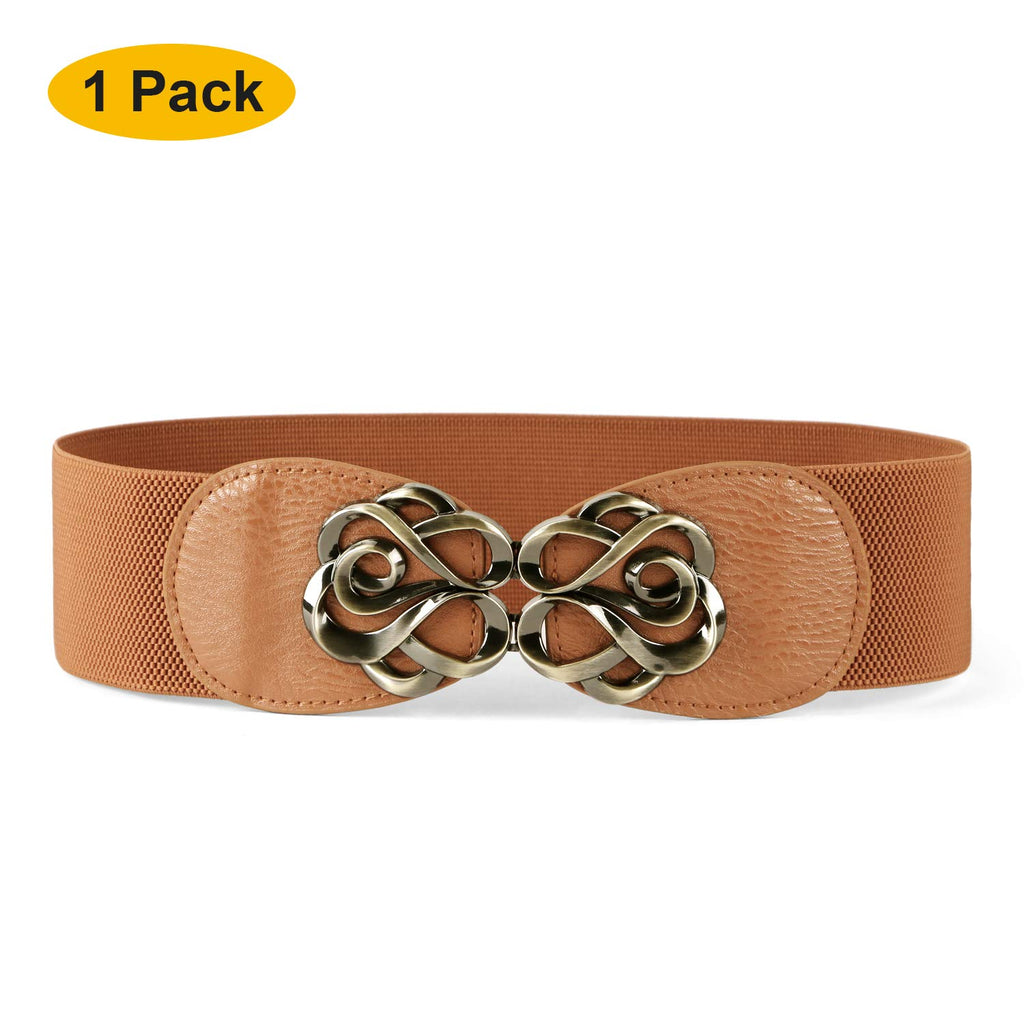 JASGOOD Women Stretchy Belt for Dresses Vintage Elastic Wide Waist Cinch Belt 