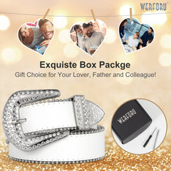 Luxury Crystal Skull designer  Diamond Studded Rhinestone Belts Western Sparkle Leather Men Women Belt