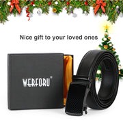 Men's Leather Ratchet Dress Belt with Automatic Buckle in Gift Box by JASGOOD 