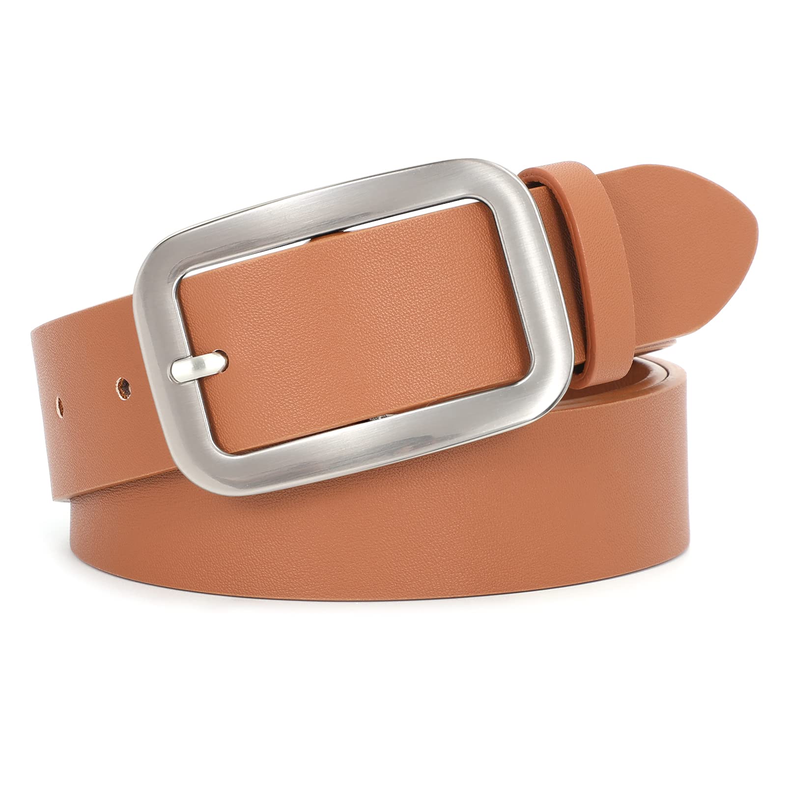 Women Leather Belts for Jeans Pants Fashion Dress Belt for Women with Solid Pin Buckle - JASGOOD OFFICIAL