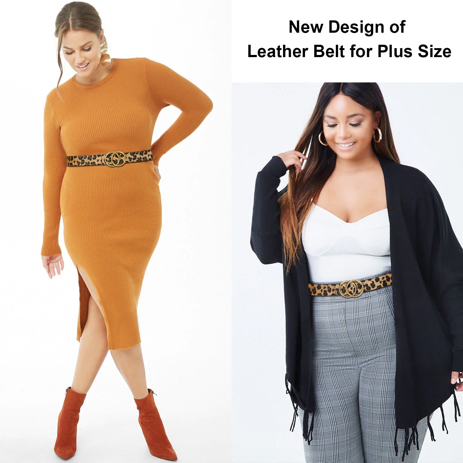 JASGOOD Plus Size Double O Ring Belt for Women Leather Belt,Ladies PU Leather Waist Belts for Jeans Pants 