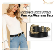 Women Leather Belt for Pants Dress Jeans Waist Belt with Brushed Alloy Buckle By JASGOOD