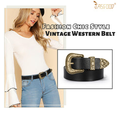 Women Leather Belt for Pants Dress Jeans Waist Belt with Brushed Alloy Buckle By JASGOOD