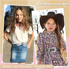 Kids Fashion Rhinestone Shiny Crystal Studded Leather Belts